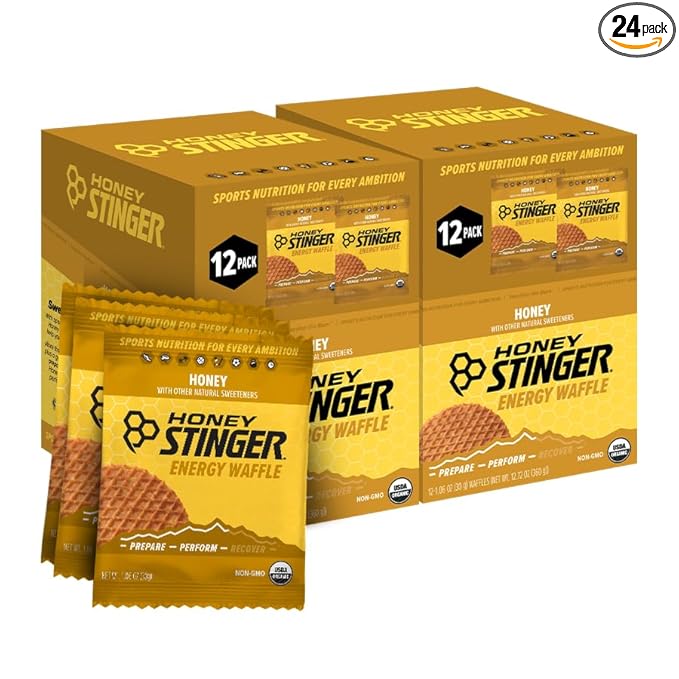 Honey Stinger Organic Honey Waffle, Energy Stroopwafel for Exercise, Endurance and Performance, Sports Nutrition for Home & Gym, Pre & During Workout, 25.44 Ounces (Pack of 24)