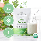 Sprout Living Organic Pea Protein Powder, Unflavored, 20 Grams of Plant Based Organic Protein Powder Without Artificial Sweeteners, Non Dairy, Non-GMO, Vegan, Gluten Free (1 Pound, 19 Servings)