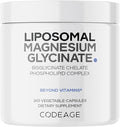 Codeage Liposomal Magnesium Glycinate Supplement, 2-Month Supply, Bisglycinate Magnesium Chelate, Chelated Magnesium Mineral Pills, BioPerine Black Pepper Vitamins Capsules, Non-GMO Vegan, 240 ct