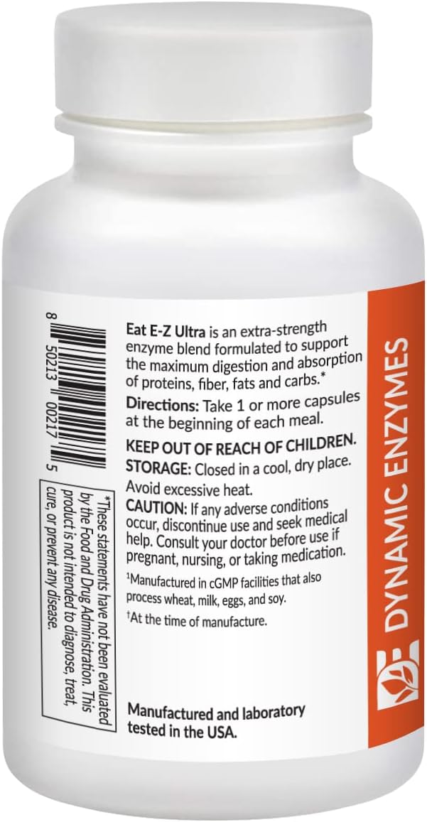 Eat E-Z Ultra Advanced Digestive Enzyme Supplement – Broad-Spectrum Multi-Enzyme Formula for Heavier & Harder-to-Digest Meals – Supports Occasional Bloating, Gas & Indigestion – 90 Vegetarian Capsules