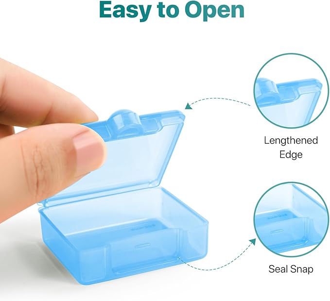 Sukuos Small Pill Box 4 pcs, Portable Travel Pill Organizer for Pocket Purse Cute Daily Pill Case Container for Vitamin Fish Oil Supplements, Easy to Open & Clean