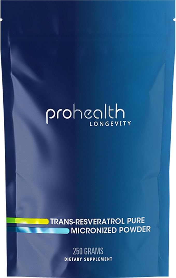 ProHealth Longevity Bulk Trans Resveratrol Powder 250 Grams - Pure Pharmaceutical Grade, 1000 mg per Scoop, Superior Absorption and Bioavailability