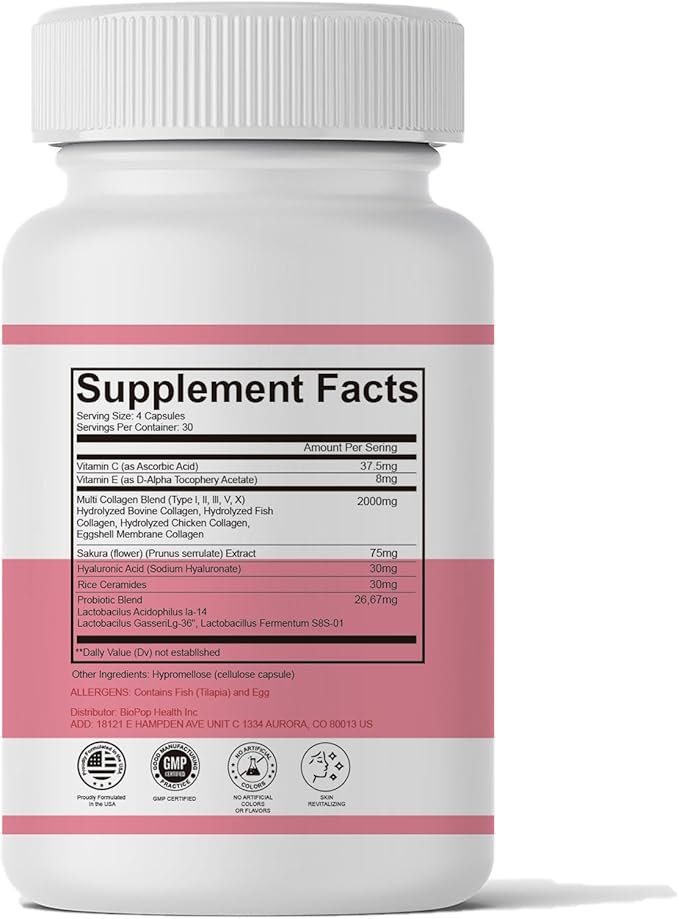 Vaginal Probiotics for Women Vaginal Dryness & PH Balance | 2,000mg Daily Supplement with Lactobacillus Strains, Cherry Blossom Extract, Multi-Collagen Blend, Hyaluronic Acid, Prebiotics, Vitamin C