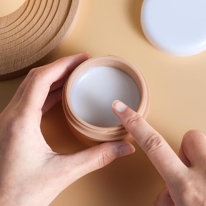 kuangre Travel Containers for Toiletries, Silicone Cream Jars BPA-Free, Leak-proof 1.35oz Travel Size Containers, Portable Size Silicone Jars with Lid for Cosmetic Face Hand Body Cream (4 Pack)