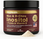 Inositol Powder - Myo & D-Chiro Inositol + Folate and Vitamin D - 40:1 Ratio - 45 Day Supply - Regular Menstrual and Fertility Support | Great Alternative to Capsules