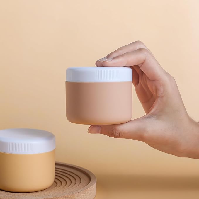 Kuangre Travel Containers for Toiletries, Silicone Cream Jars BPA-Free, Leak-proof 3oz Travel Size Containers, Portable Size Silicone Jars with Lid for Cosmetic Face Hand Body Cream (4 Pack)
