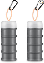 Baderke 2 Pcs Protein Powder Container with Funnels Stand, 4 Stackable Leakproof Protein Powder Dispenser, Portable Keychain Powder Container for Workout, Fitness, Travel(Black)