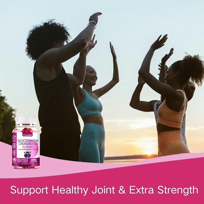 Glucosamine Chondroitin Supplements with MSM & Elderberry | Glucosamine Chondroitin Gummy for Adults & Women Men | Glucosamine chondroitin Gummies Extra Strength | Joint Supplement | 2 Pack