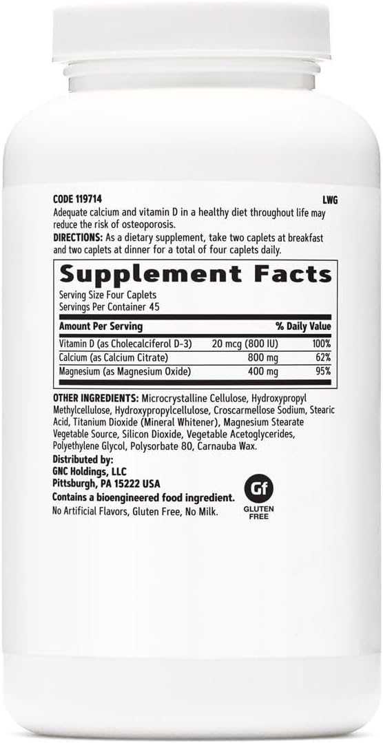 GNC Calcium Citrate Plus 800mg Supplement, Supports Bone Health, 45 Servings