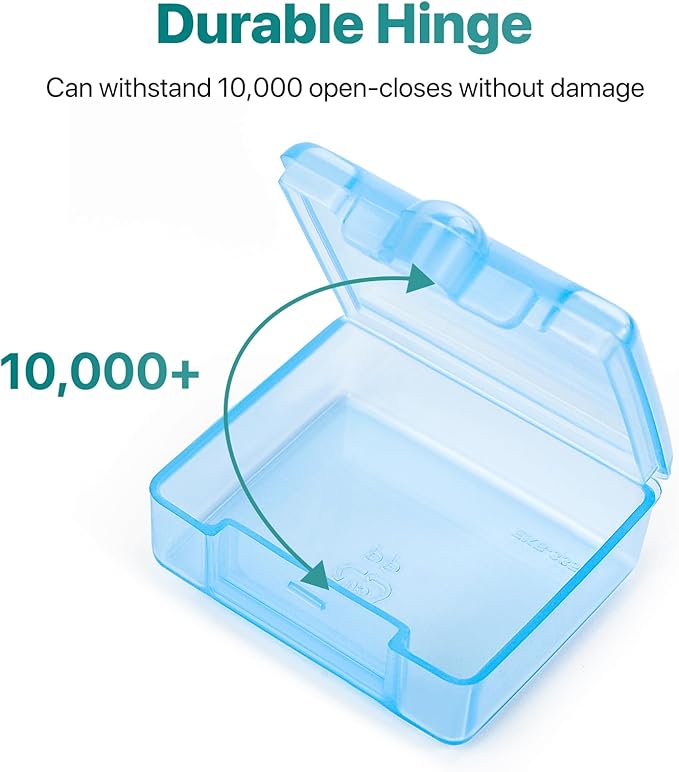 Sukuos Small Pill Box 4 pcs, Portable Travel Pill Organizer for Pocket Purse Cute Daily Pill Case Container for Vitamin Fish Oil Supplements, Easy to Open & Clean