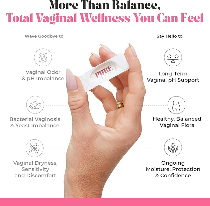 PURE WOMAN - pH-ighter Vaginal Boric Acid Suppositories for Women - Hyaluronic Acid - 4 in 1 Vaginal Suppositories for Discomfort, Dryness, Odor & pH Balance- Full Vaginal Health Care - 20ct