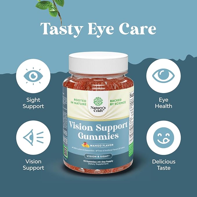 Zeaxanthin Plus Lutein Gummies for Adults - Potent Eye Vitamins for Vision and Blue Light Protection - Daily Gummy Lutein Eye Health Supplements for Adults Dry Eyes and Eye Strain Support - 90 Count