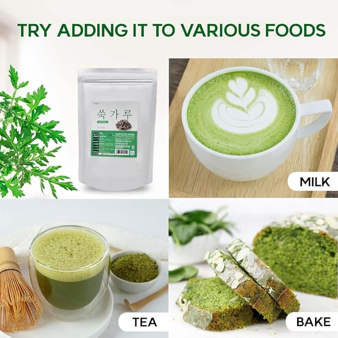 K-Herb Korean Mugwort Powder – 100% Pure Dried Mugwort from Korea, Natural Ingredient for Herbal Tea, Culinary Use, Plant-Based Powder 쑥가루 (10.6 oz (300g), Mugwort)