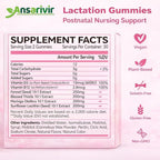 Lactation Supplement Gummies – Powered by Moringa, Fennel, Sunflower Lecithin, Milk Thistle, Blessed Thistle, Plus Vitamins D3 & B12 – 60 Gummies for Breastfeeding Support & Milk Supply Boost