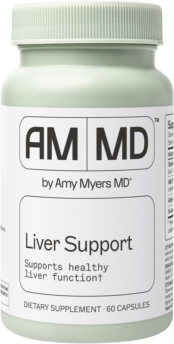 Amy Myers MD Liver Support - Comprehensive Liver Support Health Formula - Herbal Supplement with Milk Thistle & Selenium - Gentle Support for Liver Health & Bile Flow - 60 Capsules (60 Servings)
