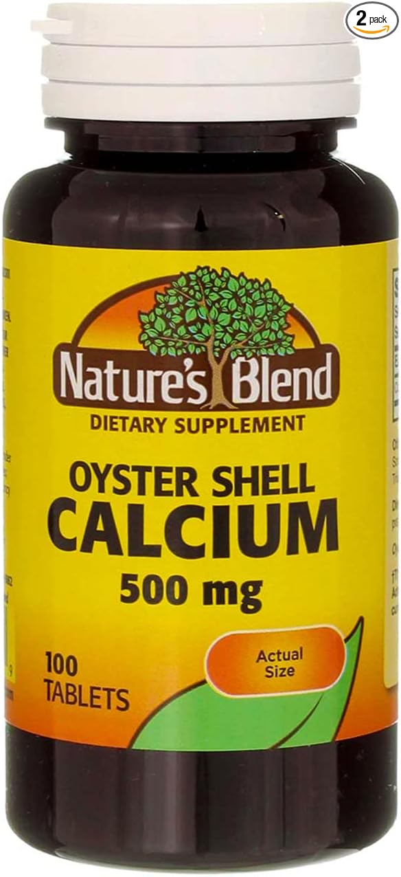 Nature's Blend Oyster Shell Calcium 500 mg Tablets - 100 ct, Pack of 2