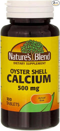 Nature's Blend Oyster Shell Calcium 500 mg Tablets - 100 ct, Pack of 2