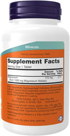 NOW Magnesium Malate 1000mg, 180 Tablets (Pack of 2)