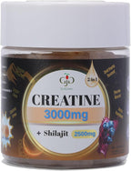 Creatine Gummies 3000mg with Shilajit | Juice-Burst Filled for Muscle Recovery, Strength & Energy Booster | Natural Testosterone & Cognitive Support for Men & Women | 60 Count, Blueberry Flavor