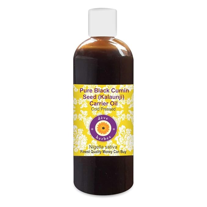 Deve Herbes Pure Black Cumin Seed (Kalaunji) Carrier Oil (Nigella Sativa) Cold Pressed 200ml (6.76 oz)