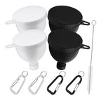 Protein Powder Funnel 4-Pack with Cleaning Brush, 5oz Leak-Proof Containers, Gym Travel Supplement Dispenser, Black White