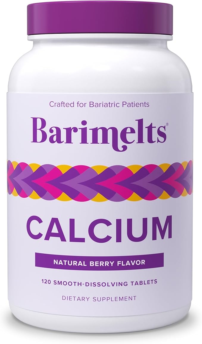 BariMelts Calcium Citrate with Vitamin D3 & Magnesium, 120 Smooth-Dissolving Tablets (1-Month Supply), Bariatric Calcium Supplements for Women, Natural Berry Flavor