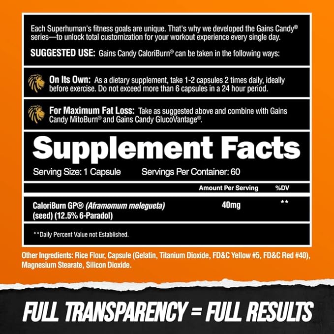 ALPHA LION Gains Candy, Pills that Support Weight Loss, Energy Supplements, 100% Natural Extract, Calorie Burning, Regulates Healthy Metabolism, 60 Capsules (Fat Loss - CaloriBurn®)