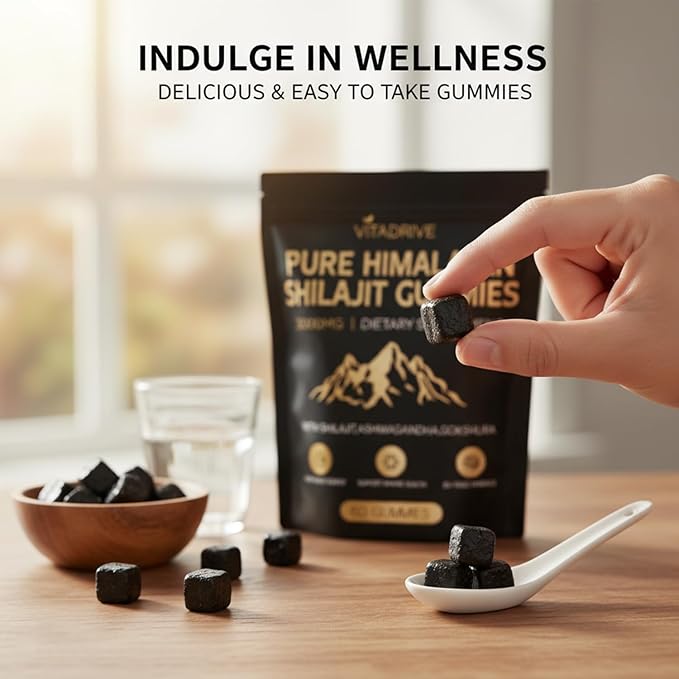 Himalayan Shilajit Gummies for Men & Women, Shilajit Gold Gummies Energy Boost, 85+ Trace Minerals & Fulvic Acid, 60 Count