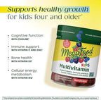 MegaFood Kids Multivitamin Gummies - Kids Vitamins - Age 4+ with Vitamin C, Vitamin D, Zinc, Choline, and Real Fruit - Brain & Immune Support - Berrylicious Flavor - 60 Gummies (30 Servings)