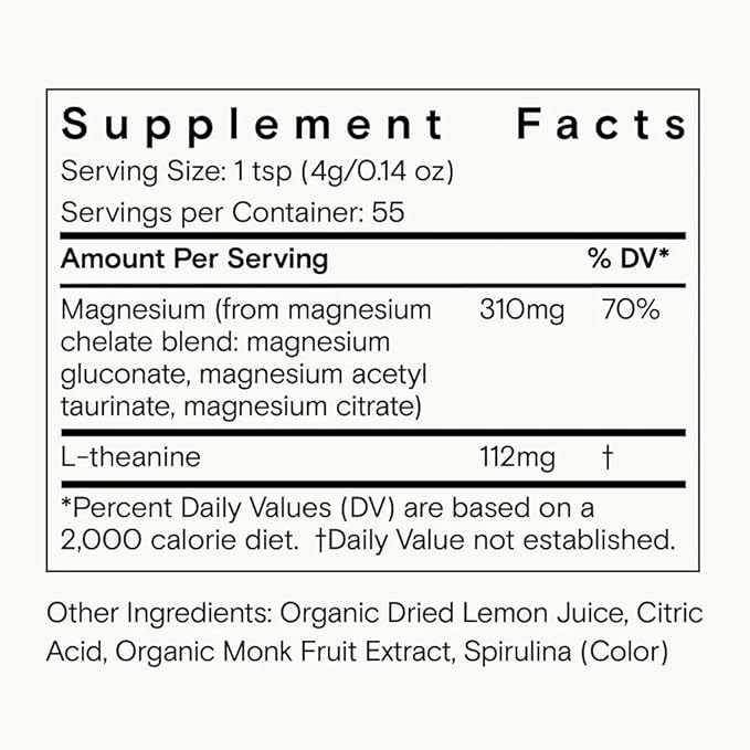 Moon Juice Magnesi-Om Magnesium Powder Supplement - Chelated Magnesium Complex + L-Theanine Blend for Rest, Relaxation & Regularity - Vegan, Non-GMO & No Sugar, Blue Lemon, 7.7 oz, 55 Servings