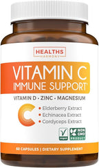 Vitamin C Immune Support Supplement - Immune Boost Blend with Elderberry Vitamin C and Zinc for Daily & Seasonal Support - Magnesium Zinc Vit C & D and Herbal Defense Complex (1 Month Supply)