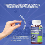 Magnesium Glycinate Gummies 1000mg - Sugar-Free Magnesium Potassium Supplement with Vitamin D, B6, CoQ10 for Adults & Kids,High Absorption for Calm Mood & Sleep Support - 60 Blueberry Gummies