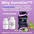 DormiOn™ Sleep + Restore + Stress Supplement | Herbal Sleep Aid for Women & Men | No Melatonin, Non-Habit Forming | Ashwagandha, GABA, Valerian & Magnesium | Vegan, 60 Capsules