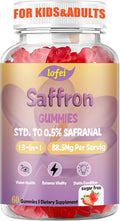 Lofei Saffron Supplements Gummies for Kids & Adult,12-in-1 Formula with Saffron 88.5mg,Vitamin B6,D3,B12,Magnesium,Zinc,St.John's Wort,Ashwagandha,Support Zzz,Strawberry Flavor,60 Count(Pack of 1)