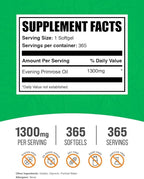BulkSupplements.com Evening Primrose Oil Softgels - GLA Supplements, Evening Primrose Oil 1300mg - Gluten Free, 1 Softgel per Serving, 365 Count (Pack of 1)