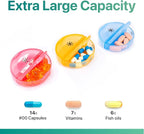 Sukuos Large Weekly Pill Organizer 2 Times a Day, Daily Pill Box 7 Day Easy to Open with Double Protection, AM PM Pill Case for Medicine/Vitamin/Fish Oil/Supplements (Red)