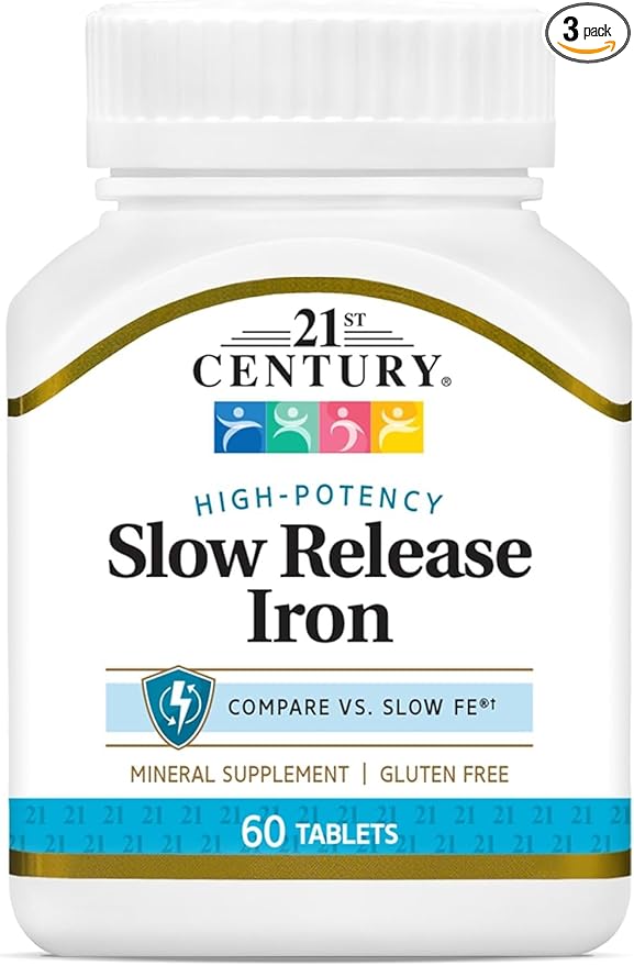 21st Century Slow Release Iron Tablets, 60 Count (Pack of 3)