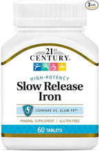 21st Century Slow Release Iron Tablets, 60 Count (Pack of 3)