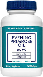 The Vitamin Shoppe Evening Primrose Oil 500mg - GLA Omega-6 | Women's Hormonal Balance | 120 Softgels | Cold-Pressed