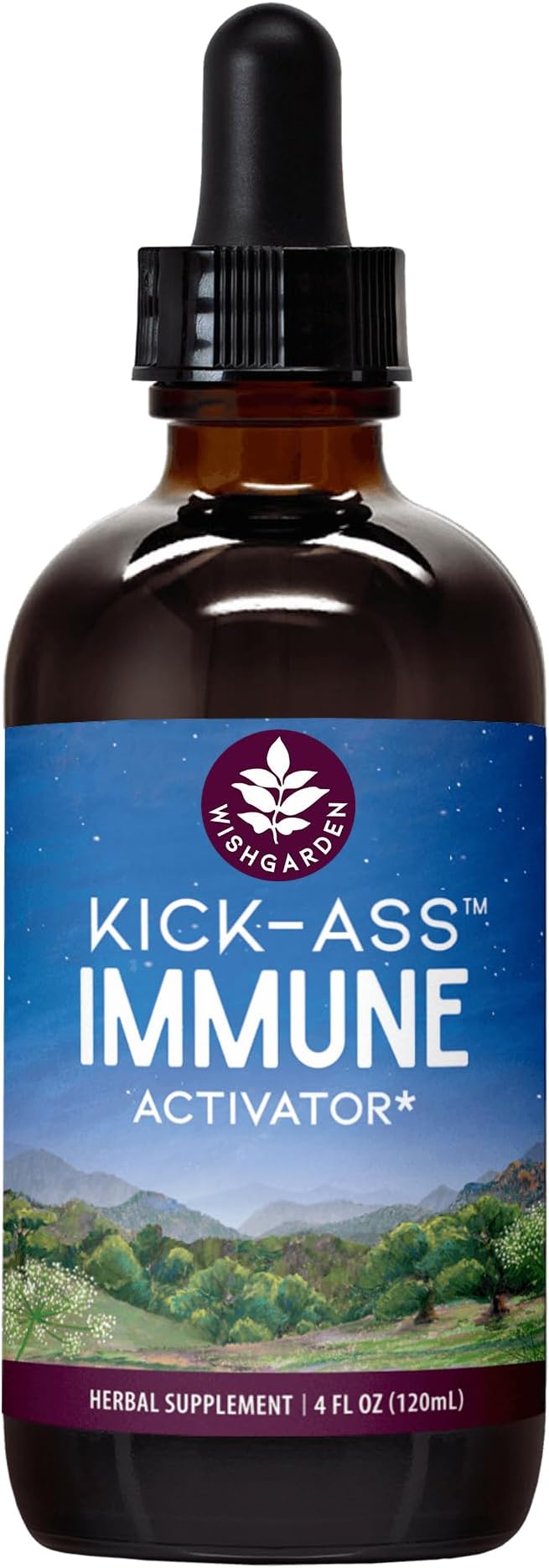 WishGarden Herbs Kick-Ass Immune Liquid Herbal Immune Support Supplement – Echinacea & Goldenseal with Elderflower (Sambucus Nigra) – Herbal Immunity Boost & Lymphatic Support Drops – Vegan – 4 oz