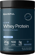 Gainful Lean Whey Protein Powder with 20g Protein per Serving, Unflavored, Supports Lean Muscle, Metabolism, and Satiety, with Green Tea Extract, Digestive Enzymes, Organic Fiber, 14 Servings