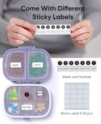 Holii Travel Pill Organizer, 8 Compartments Portable Pill Case, Daily Pill Box to Hold Vitamins, Small Pill Container for Pocket Purse Medicine Organizer（Purple）