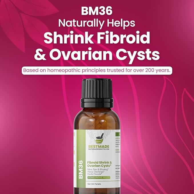 Bestmade Fibroid Shrink & Ovarian Cysts, BM36 - Helps Shrink Fibroids and Ovarian Cysts, Balance Estrogen Levels and Prevent Regrowth, Support for Menstrual Pain and Painful Intercourse, 350 Pellets