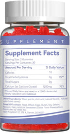 Calcium Citrate Gummies, Chewable 1200mg Calcium Gummies for Women & Men, Calcium Supplement for Muscle & Immune Support, High Absorption, Sugar Free, Mixed Berry Flavor, 60 Count