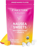 Pink Stork Organic Mango Sweets with Vitamin B6 for Morning Sickness and Motion Sickness, Added Ginger & Vitamin B6, 1st Trimester Pregnancy Must Haves - 30 Wrapped Candies