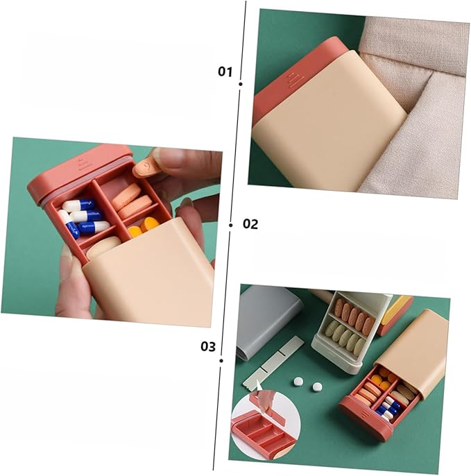 ORFOFE 4pcs Portable Vitamin Container Assorted Color Travel Cases for Daily Medication Organizer Lightweight and Durable Material for Travel and Business Use