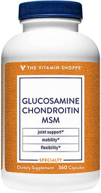 The Vitamin Shoppe Glucosamine Chondroitin MSM Capsules, Joint Health & Mobility Support Supplement for Men & Women, Supports Cartilage & Flexibility, Gluten Free, Dairy Free, 360 Capsules