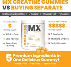 Creatine Monohydrate Gummies for Men & Women – Real Fruit Gummy Supplement for Muscle Growth, Recovery, Longevity, Cognitive Health & Memory – 90 Chews (90 Gummies, Mango)