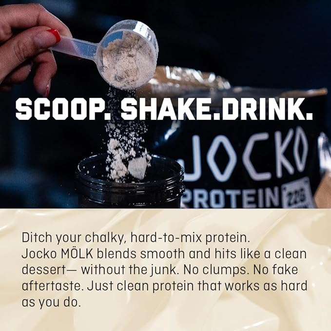 Jocko Fuel Whey Protein Powder, Chocolate Milkshake, 22g Protein, Digestive Enzymes + Probiotic Blend, No Sugar Added, with Essential Amino Acids + Electrolyte Minerals, 26 Servings