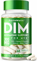 DIM Supplement for Men 300mg | Hormone Support & Balance Formula | Extra Strength Men's Fitness & Vitality Booster with Diindolylmethane, CDG & Sulforaphane | Gluten-Free | 60 Capsules